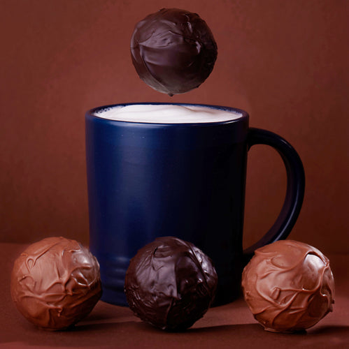 Handmade luxury dark chocolate artisan hot chocolate bomb