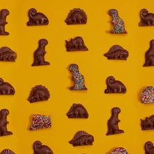 Load image into Gallery viewer, Luxury handmade chocolate dinosaurs topped with sprinkles
